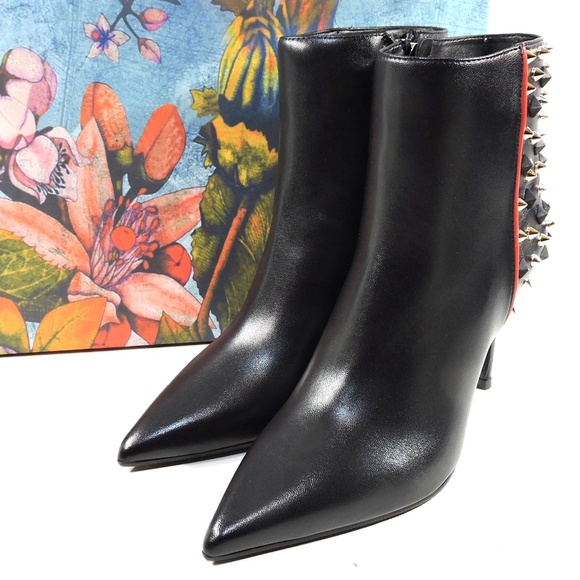 ALESSANDRO DI MARIA 🇮🇹 WOMEN BLACK LEATHER FASHION BOOTIE - Picture 8 of 8